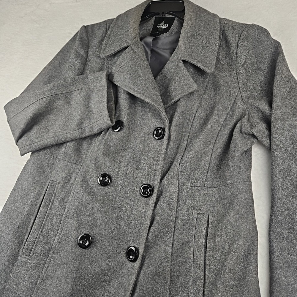 Tower by London Fog Women's Charcoal Gray Wool Blend Peacoat Jacket Coat XL